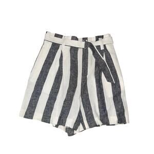 Calvin Klein Women's Striped Linen Blend High Rise Belted Shorts Size 6 Resort